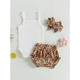 thumbnail image 4 of Coduop Baby Girls Shorts Set,Sleeveless Antlers/Cow Print Romper and Shorts 3Pcs Outfit Set, 4 of 9