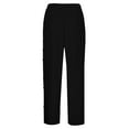 thumbnail image 6 of Pants for Women Solid Color Elastic Waist Loose Side Button Decoration Versatile Casual Full Black Long Shorts Sizes 2XL, 6 of 7