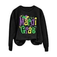 thumbnail image 4 of Baberdicy Sweatshirt for Women Mardi Women's Letter Printed Round Neck Long Sleeve Top Fleece Pullover Women Black Mardi Gras, 4 of 4