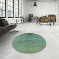 thumbnail image 4 of Ahgly Company Machine Washable Indoor Square Industrial Modern Fall Forest Green Area Rugs, 4' Square, 4 of 7