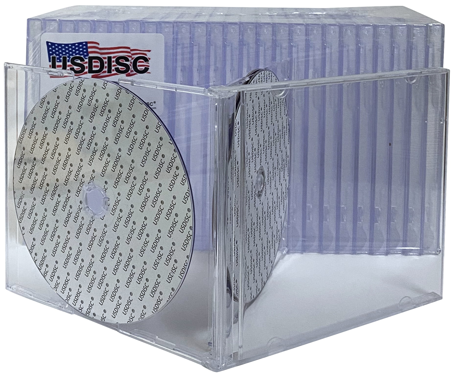 USDISC CD Jewel Cases Standard 10.4mm, Triple 3 Disc, Clear, Pack Of 50