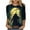 Navy, variant on Womens Fall Shirts Halloween Crewneck 3/4 Length Sleeve Witch Silhouette Tops Loose Casual Graphic Tee Spooky Season Tees