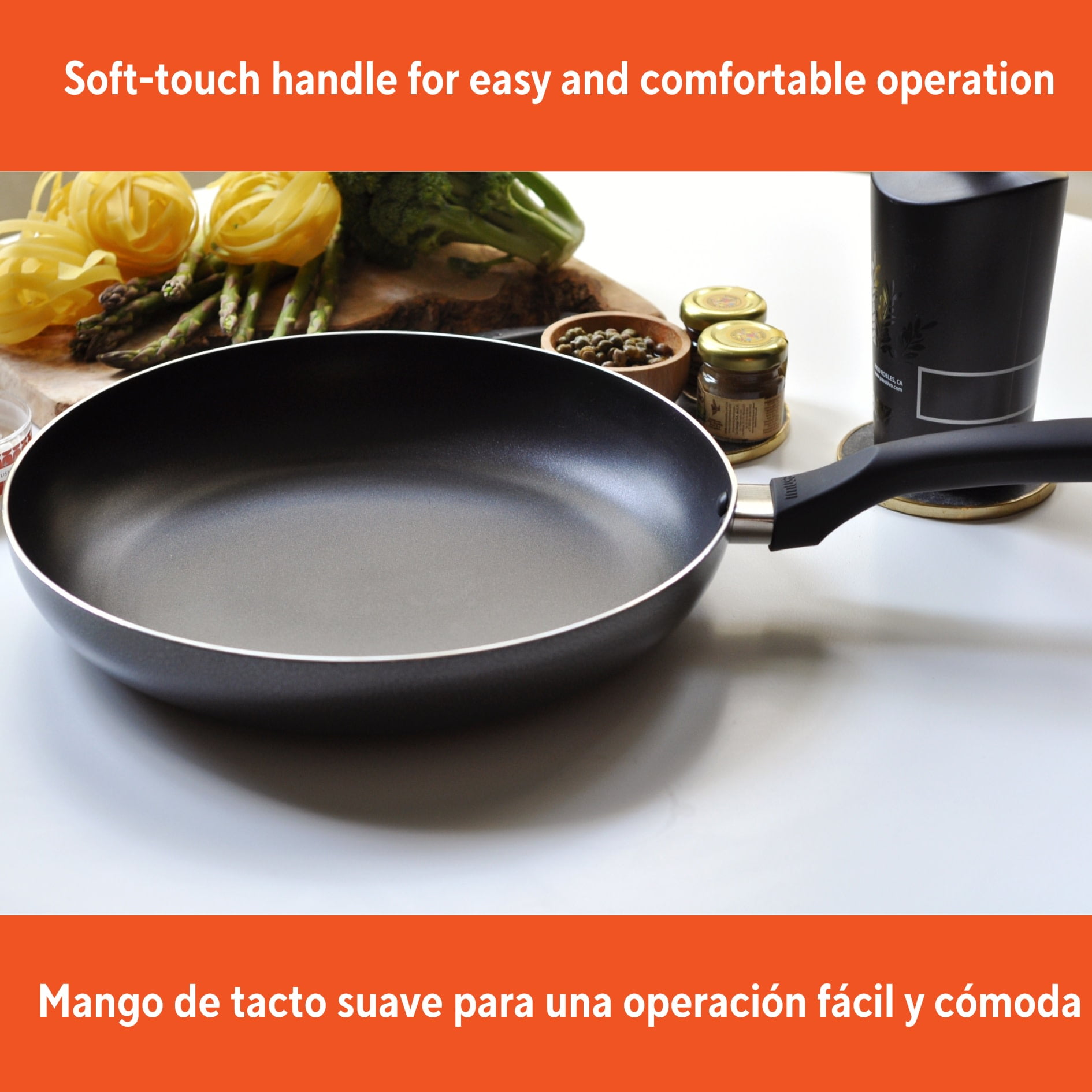 (2 pack) IMUSA 10in Charcoal Aluminum Nonstick Fry Pan with Soft Touch Handle, Black