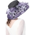 thumbnail image 5 of Fascinator Hats for Women, Women's Organza Church Derby Hat Hats Wide Brim Tea Party Hats Uv Protection Sun Hat, 5 of 5