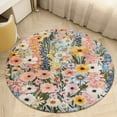 thumbnail image 4 of Floral Colorful Flower Floral Medallion Round Rug - Small Round Area Rug, Soft Non-Slip Machine Washable Bedroom Mat Indoor Accent Entry Carpet for Office Desk Dorm Hallway, 4 of 6