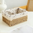 thumbnail image 6 of Small Woven Storage Basket with Linen Liner for Home, Bathroom, Kitchen, 6 of 6