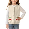 thumbnail image 2 of StSilkitty Cardigan Vest Sweater for Boys Girls Cute Embroidery Sleeveless Button down Knit Waistcoat Lightweight Casual Tops, 2 of 9