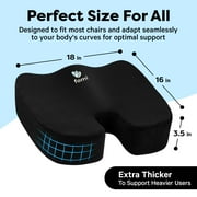 Extra Thick Coccyx Orthopedic Memory Foam Seat Cushion by FOMI Care Black Large Cushion For Car or Truck Seat, Office Chair, Wheelchair Back Pain Relief