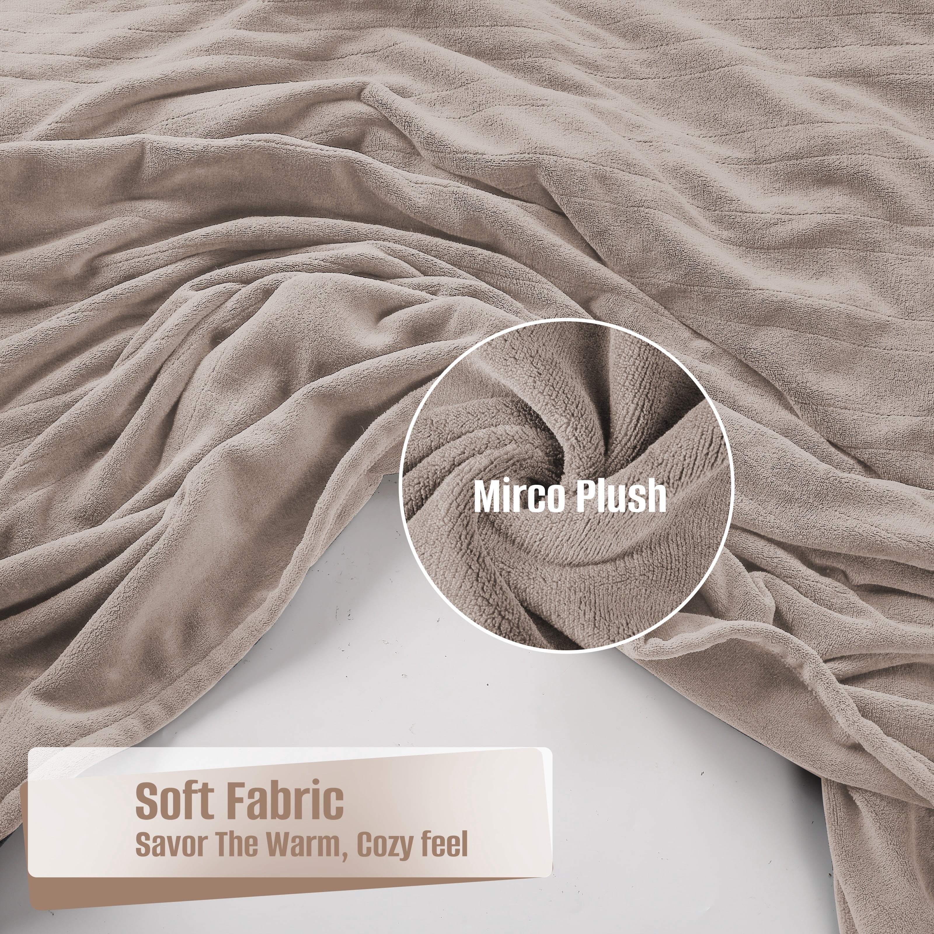 YAKEE Electric Heated Blanket 62"x84" Twin Size - Soft Warm Coral Fleece, 4 Heat Levels, 10 Hours Auto-off, Machine Washable with Overheat Protection, Brown