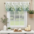thumbnail image 3 of Watercolor Eucalyptus Leaves Window Valance Curtain Ombre Green Rod Pocket Short Curtain for Living Room, Bedroom & Kitchen Window Decor 60x18in, 3 of 8