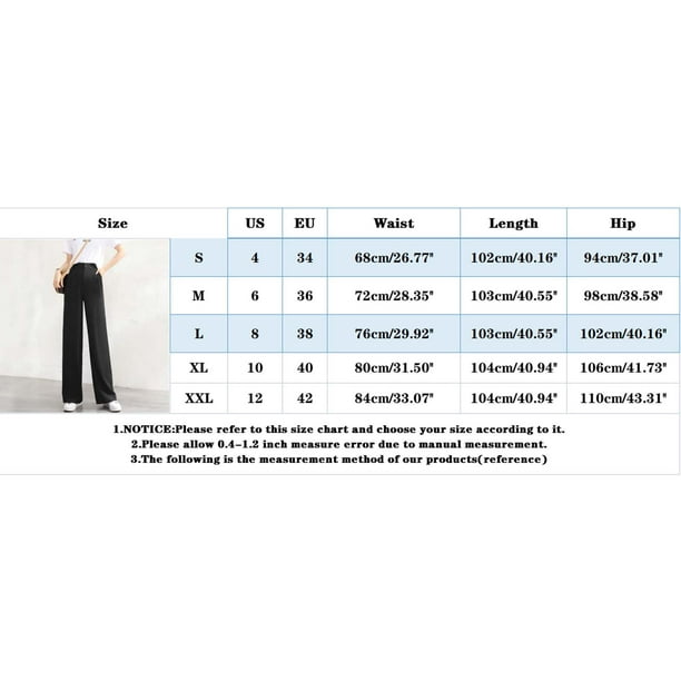 Womens Pants Casual Wide Leg High Elastic Waisted In The Back