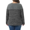 thumbnail image 3 of Agnes Orinda Women's Plus Size Top Color Block Crewneck Long Sleeve Knitted Casual Loose Pullover Blouse 3X Black, 3 of 6