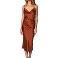 thumbnail image 1 of GHSDFBB Robe Satinée Sans Manches à Bretelles Spaghetti pour Femmes Cocktail Plage Soirée Col Bénitier à Pois Léopard Midi, 1 of 5