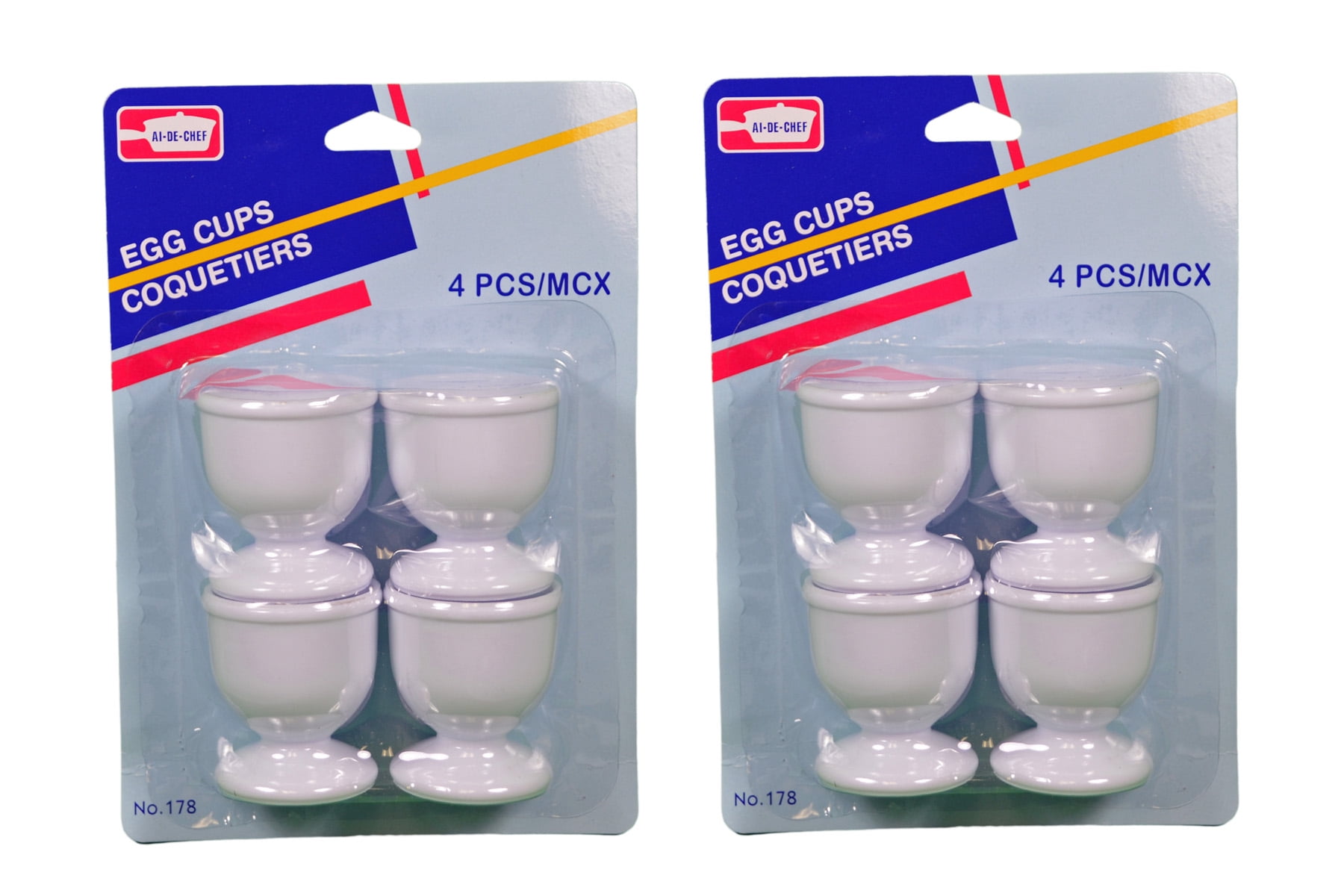 Lot of 8 White Plastic Egg Cups Cook Hard Soft Boiled