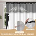 thumbnail image 2 of QUTETN No Hook Shower Curtain and Snap in Liner SetBlack Tufted Chevron Striped Cloth Washable Fabric Boho Bath Curtain with See Through Mesh Top Window for Bathroom Hotel 71 W x 19.55 gal, 2 of 4
