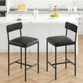thumbnail image 1 of Juego de 2 Taburetes de Barra Rústicos - Taburetes Altos de 94 cm con Asiento, Respaldo y Reposapiés en Piel Sintética - Patas de Metal, Fácil Montaje - Negro, 1 of 8