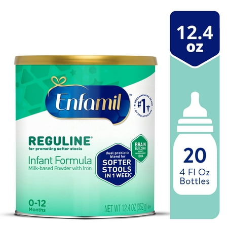 Enfamil Reguline Baby Formula, Milk-Based Infant Nutrition, Dual Prebiotics for Soft, Comfortable Stools within 1 Week of Use, Omega-3 DHA for Immune Support, Powder Can, 12.4 Oz