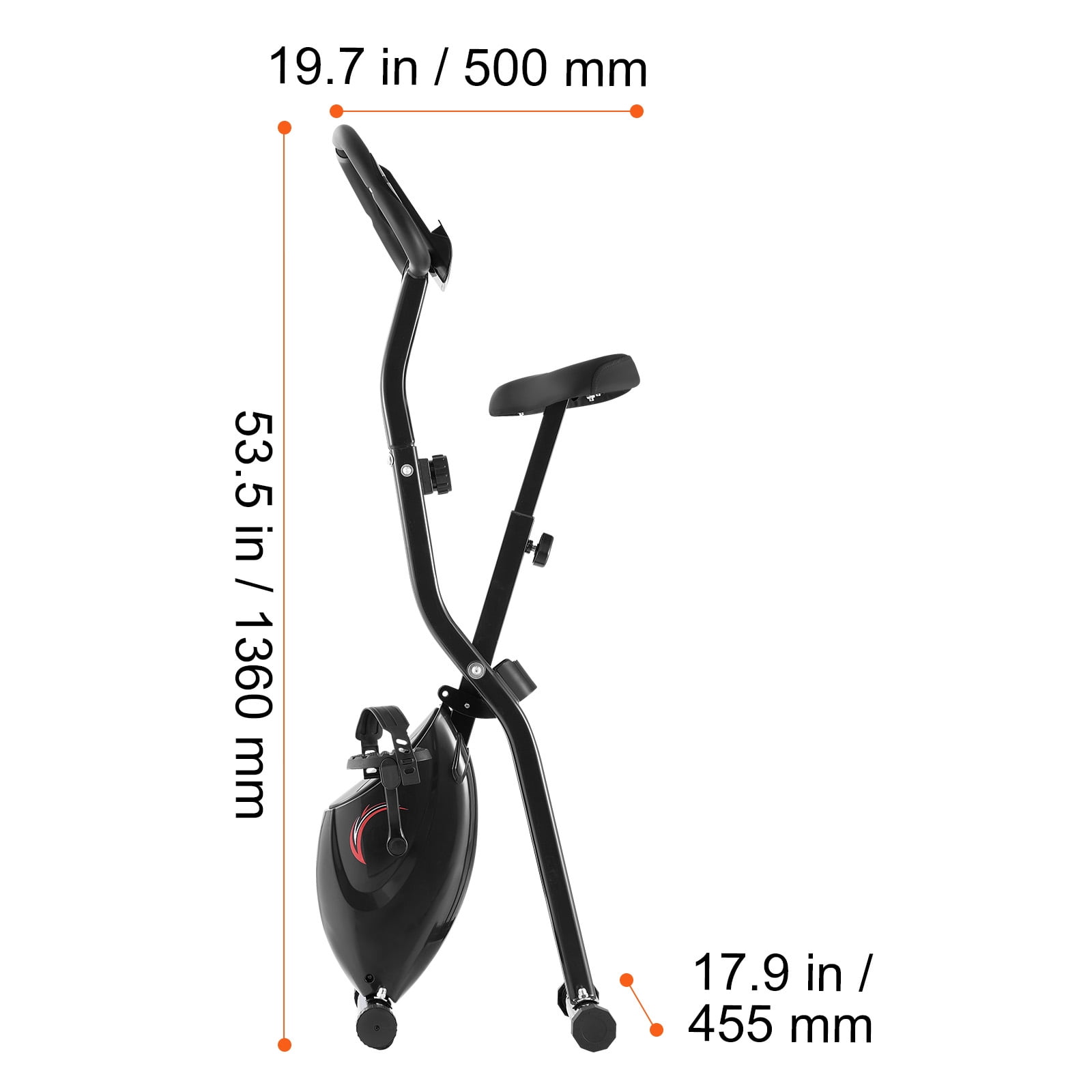 KFFKFF Collapsible Workout Bicycle, Adjustable Resistance Home Gym Bike, Upright Indoor Exercise Cycle with Comfort Seat, LCD Display for Fitness Training