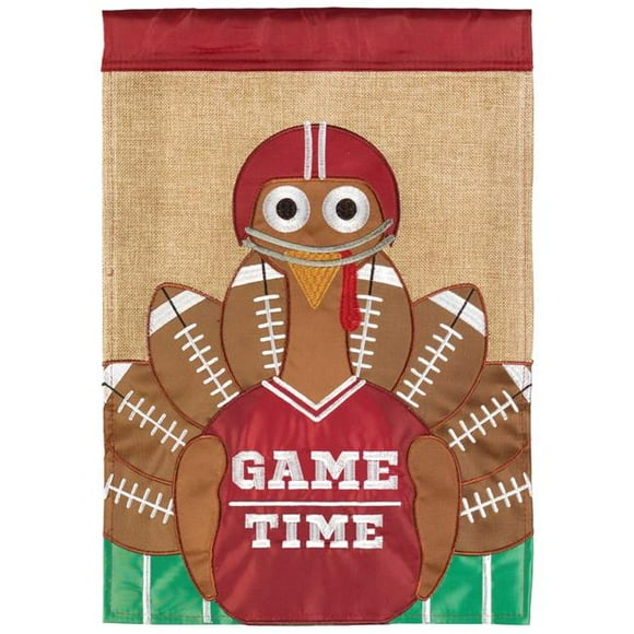 Magnolia Gardens M011717 13 x 18 in. Football Turkey Maroon & White Fleur De Lis Garden Flag