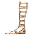 thumbnail image 2 of ANUFER Womens Knee High Roman Gladiator Sandals Rivets Studded Strappy Zipper Thong Sandals Gold SN020342 US8, 2 of 7