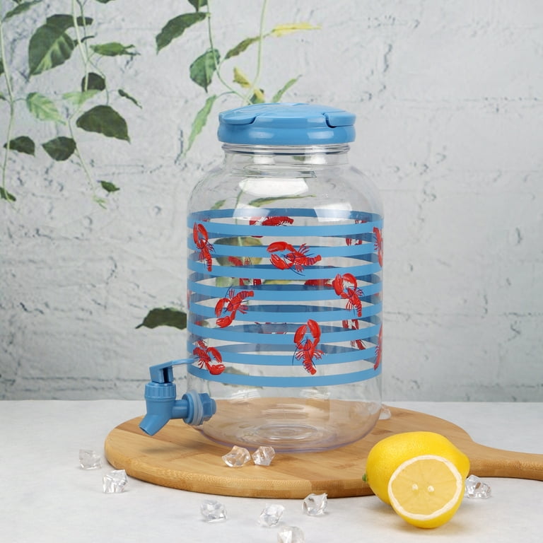 Mainstays Acrylic 1.2 Gallon Beverage Dispenser, Lobster Pattern