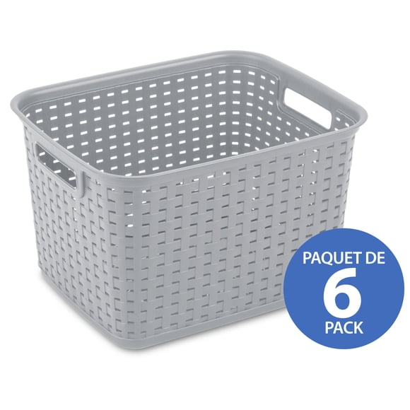 Sterilite Tall Gray Weave Basket - 6 Pk