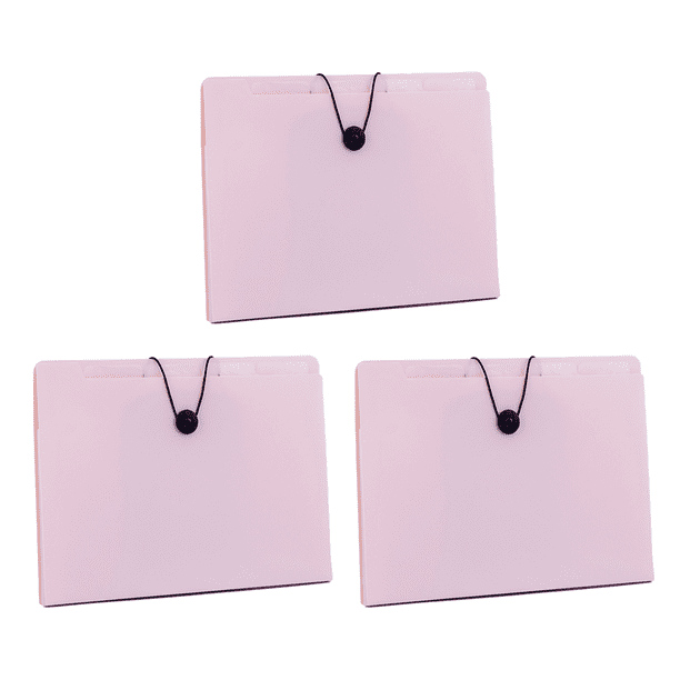 Carpeta de archivo expandible de plástico FloreceBien de gran capacidad con 5 bolsillos, 3 unidades, color rosa