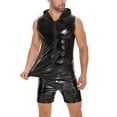 thumbnail image 3 of Men Sexy Leather Tank Top, Shiny PVC Leather, Hoodies Shirts Sleeveless, Male Glossy Leather Vest, 3 of 7