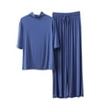 thumbnail image 2 of Swuxness 2-Piece Pajama Set for Women Short Sleeve Tee with Wide Leg Pants Structure Homewear, 2 of 3