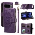 thumbnail image 1 of For Google Pixel 9 / 9 Pro Wallet Case, 9 Card Slots RFID Blocking Crossbody Leather Cover, Zipper Pocket, Detachable Wrist & Shoulder Strap, Magnetic Shockproof Protective Phone Case for Women, 1 of 11
