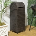 thumbnail image 4 of happimess Darla 31.39-Gallon All-Weather Wicker/Metal Swing Top Hideaway Outdoor Trash Can for Package Delivery, Patio Furniture, Cushions, Gardening Tools, Pool Supplies, Brown, HPM1202A, 4 of 9