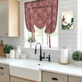 thumbnail image 5 of Red Boho Tie Up Curtains for Windows, Adjustable Balloon Window Shades, Vintage Ethnic Tribe Abstract Art Floral Kitchen Window Treatments Farmhouse Short Curtains with Rod Pocket 42"x45", 5 of 8