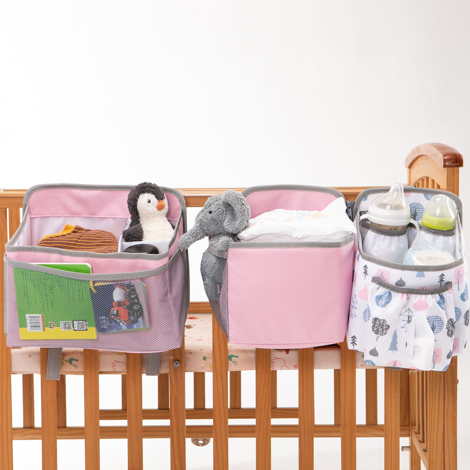 Baby Stroller Organizer Bag Bedside Caddy Diaper Storage Bin Hanging Storage Bag for Baby Bed/Baby Cart