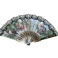 thumbnail image 4 of Black Plastic Frame Embroidery Floral Detail Folding Hand Fan & Spanish Style Hand Fan Decorative Design, 4 of 6