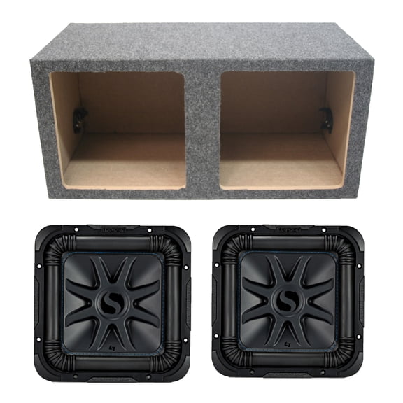 Kicker 44L7S124 Solo-Baric 12 Square L7 Dual Sub & ASC 212SQV Sub Box Enclosure