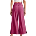 thumbnail image 4 of Wyobmus Wide Leg Pants for Women Side Slits High Waisted Drwastring Sweatpants Comfy Lounge Palazzo Pants With Pockets B-Hot Pink, 4 of 8