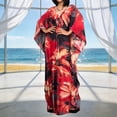 thumbnail image 1 of XUNKUSGA Grande Taille Sorties de Plage pour Femmes Mode Robe Caftan à Manches Chauve-Souris Ample Confortable Douce d'Été à Imprimé Floral Robe Maxi, Rouge, Taille Unique, 1 of 9