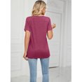 thumbnail image 2 of Cuteduck Women's Short Sleeve V-Neck T-Shirt – Button Front, Loose Fit Solid Color Soft Summer Top – Casual Everyday Essential S-2X, 2 of 7