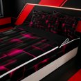 thumbnail image 3 of Erosebridal 3D Abstract Zipper Twin Comforter Sets with Fitted Sheet and 2 Pillowcases for Boys Men, Neon Glow Texture Print Zipper Bedding Set, Hot Pink, Black Reversible, 4pcs, 3 of 7