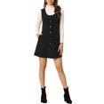 thumbnail image 2 of INSPIRE CHIC Women's Suspender Dress Scoop Neck Pinafore Overall Corduroy Casual Dress XS Black, 2 of 6