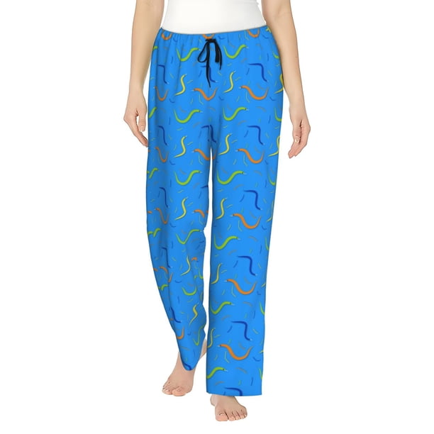 Fotbe Colorful Snake Pantalones de Pijama para Mujer, Pantalones de Dormir, Pantalones Pj con Cordón y Bolsillos-Small