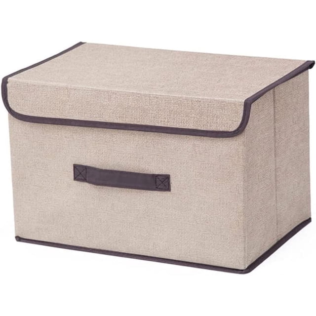 Tutuviw - Cajas de almacenamiento plegables grandes con tapa, organizadoras para armario y ropa, para el hogar y la oficina, 1 unidad, color beige