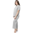 thumbnail image 6 of Fruit of the Loom Women's Pipped Button Down Sleep Set, Light Grey Heather, Small, 6 of 6
