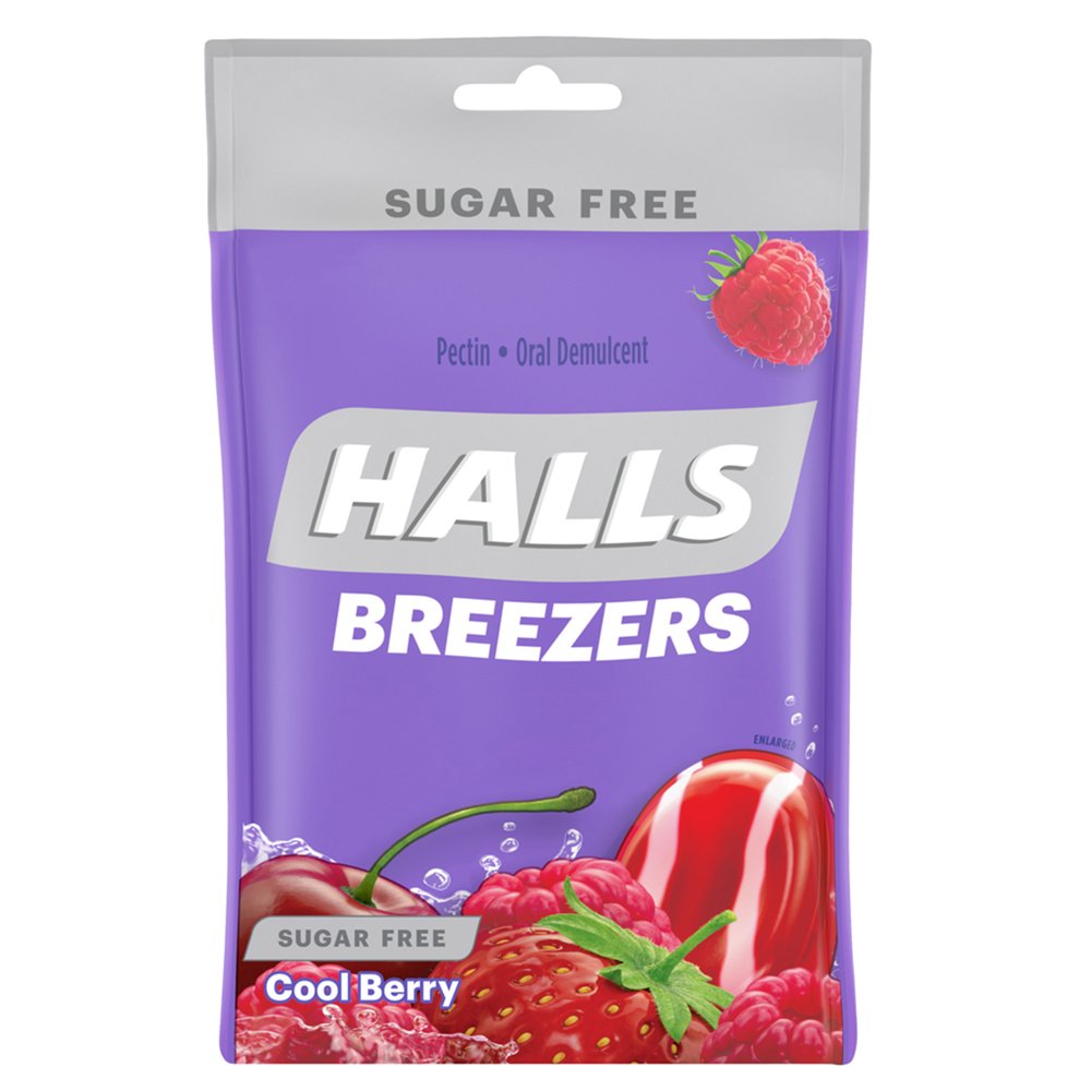 HALLS Breezers Cool Berry Sugar Free Throat Drops, 20 Drops Walmart