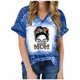 thumbnail image 2 of Fiudx Tops para Mujer Top de Manga Corta con Estampado Degradado para Mujer, Top Sexy de Verano con Cuello En V y Estampado Regular para El Día Del Mes, 2 of 6