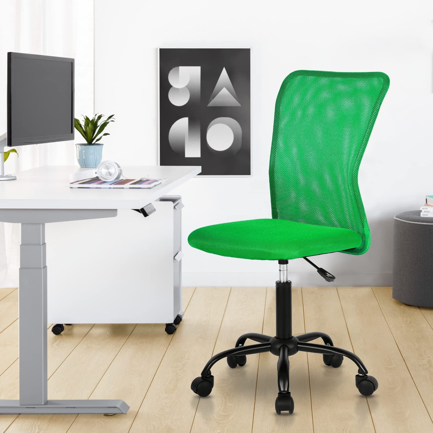 NiamVelo Executive Office Chair Armless Computer Chairs Adjustable Desk Chair with Lumbar Support for Teens Adults, Green