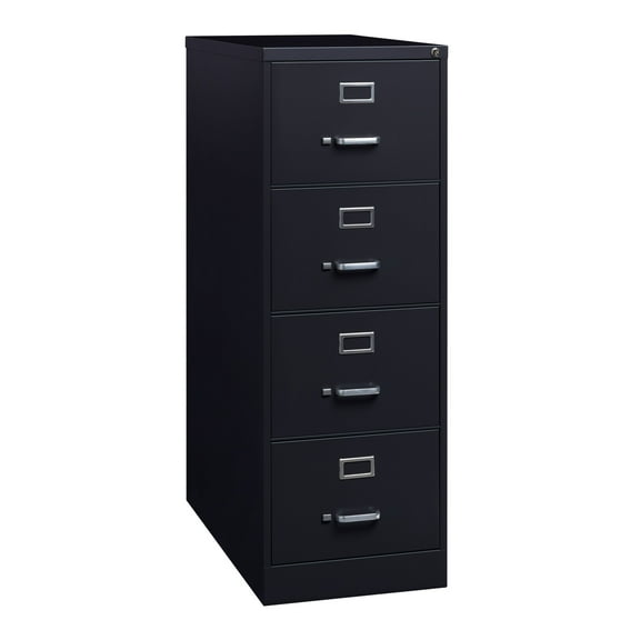 Hirsh 26.5" Deep 4 Drawer Legal Width Metal Vertical File Cabinet, Commercial Grade, Black
