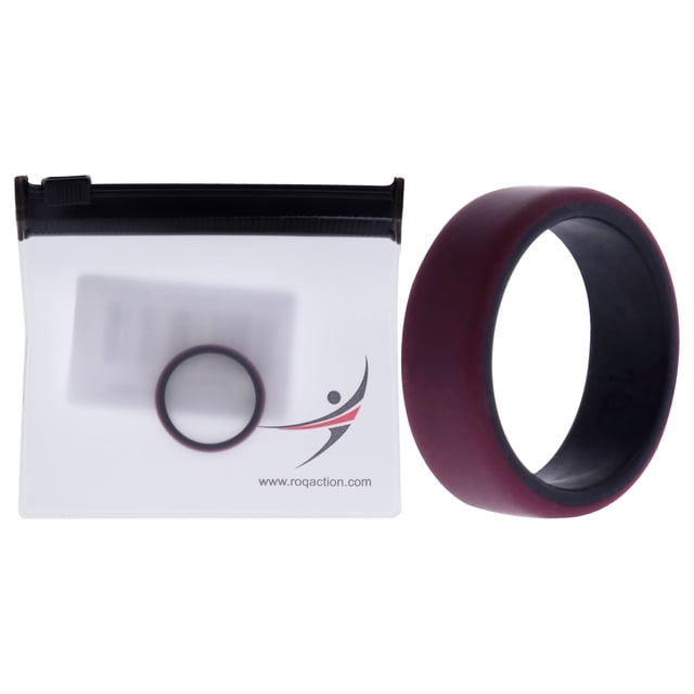 Anillo de boda de silicona de 2 capas biselado de 8 mm - Burdeos de ROQ para hombres - Anillo de 10 mm