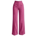 thumbnail image 2 of HomeDM Women's Dress Work Pants High Waisted Corduroy Casual Wide Leg Hot Pink Business Trouser Size L, 2 of 8