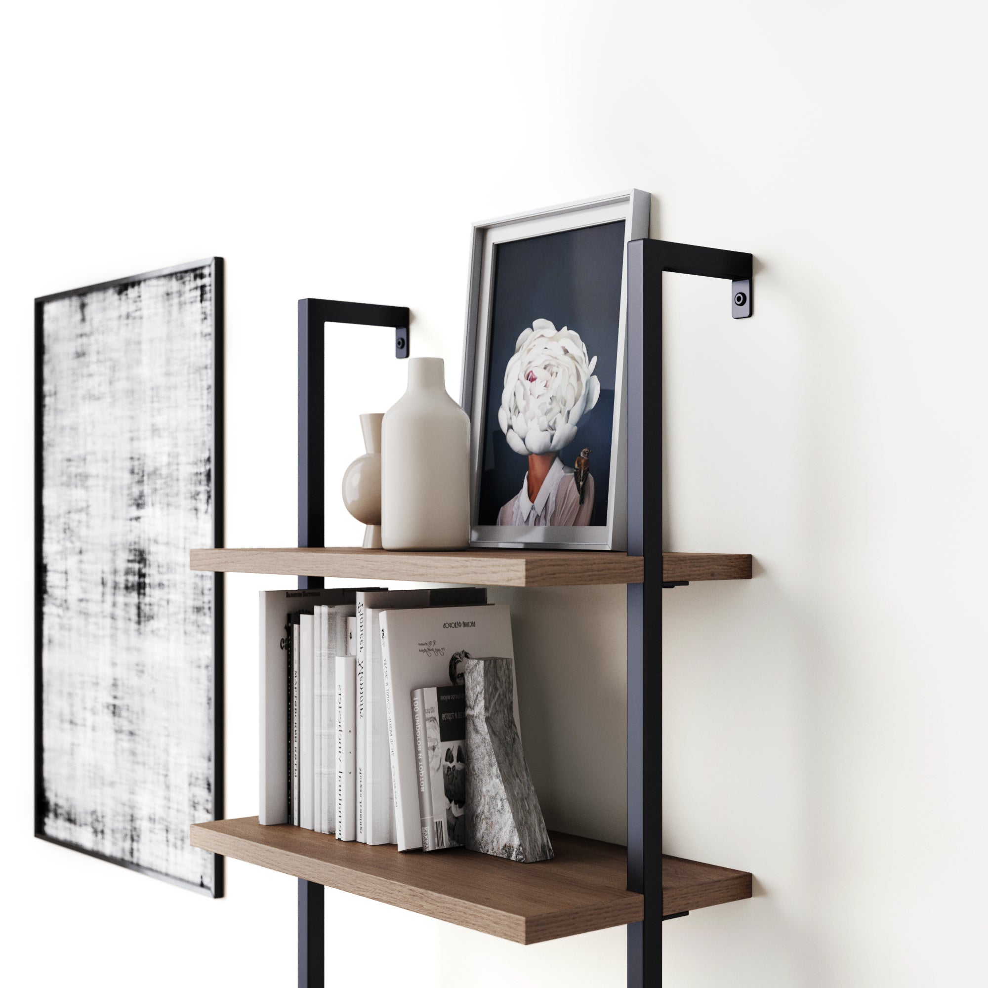 Nathan James Theo Industrial 5-Shelf Ladder Bookcase, Oak/Black photo 7